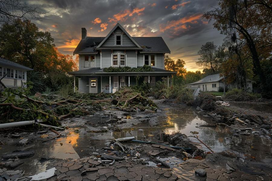 Alt text: "House exterior with storm damage - Selling a House with Storm Damage"